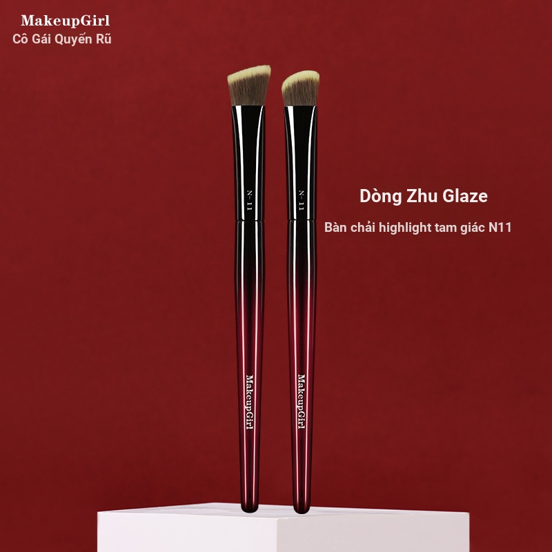 Zhu Glaze N11 Tam Giác Highlighter Brush Slope Matte Facial Brightening Brush Liền Mạch Che Khuyết Điểm Lông Mềm Cọ Trang Điểm