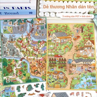 ENWEI 5 Miếng Sticker 3D PET Phong Cảnh Farm 67.0 Series, Lều Giải Nén, Bộ Sổ Lưu Niệm
