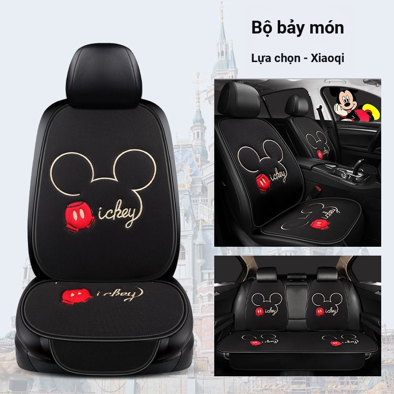 Vỏ Bọc Ghế Ngồi Xe Hơi Bằng Lụa Lạnh Mỏng Thoáng Khí Họa Tiết Chuột Mickey Thông Dụng
