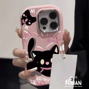 Ốp Điện Thoại Mèo Đen Dễ Thương Cho Vivo V40 Pro V25 Pro Y7s iQOO Z9 Turbo Z7 Z7X Z9X Neo 3 Vỏ Hoạt Hình Thời Trang Chống Sốc Ốp Lưng Chống Rơi