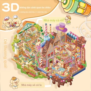 Enwei 3 Cái [Dòng sản phẩm sô cô la] Nhãn dán cảnh quan 3D Chất liệu chống thấm nước Cực lớn Nhãn dán văn phòng phẩm trang trí dễ thương cho bé gái Nhật ký Đồ dùng học tập DIY