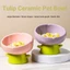 Gốm Mèo Bát Tulip Thú Cưng Bát Chó Bảo Vệ Cổ Chuyên Dụng Hoa Dễ Thương Cho Mèo Bát Thức Ăn Bát Thực Phẩm