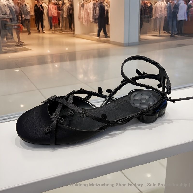2 Màu Kích Thước Lớn 34-43 Mũi Sandal Nữ Gót Dày Nơ Chữ Thập Dây Đeo Mary Jane Ngọt Ngào Cổ Tích Phong Cách Hẹn Hò Mùa Hè Đi Làm 49LT