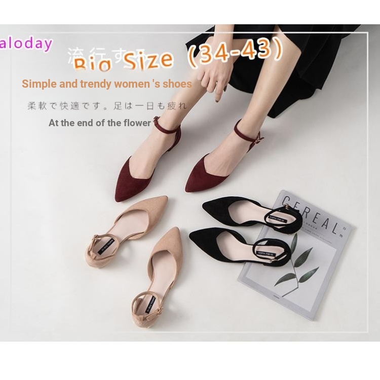 Giày Nữ Size Lớn (Size 34-43)✨Giày Đơn Nữ Mùa Xuân Mùa Hè Mũi Nhọn Rỗng Dây Đeo Một Từ Cổ Tích Đen Giày Công Sở Giày Nữ Thoải Mái Chống Trơn Trượt WZXA