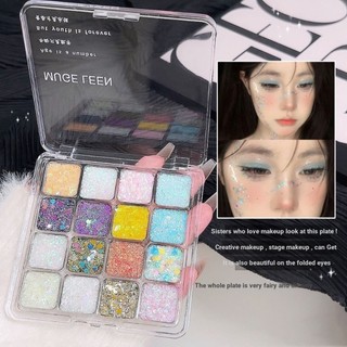 16 Màu Phấn Mắt Bột MUGE LEEN Ngọc Trai Shimmer Lấp Lánh Lâu Dài Chống Thấm Nước Phấn Mắt Bảng