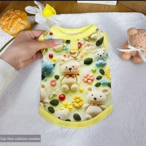 Thú Cưng Chó Mùa Xuân Mùa Hè 3D In Băng Lụa Chống Trơn Áo Vest Quần Áo Maltese Corgi Bichon Nhỏ Vừa Chó