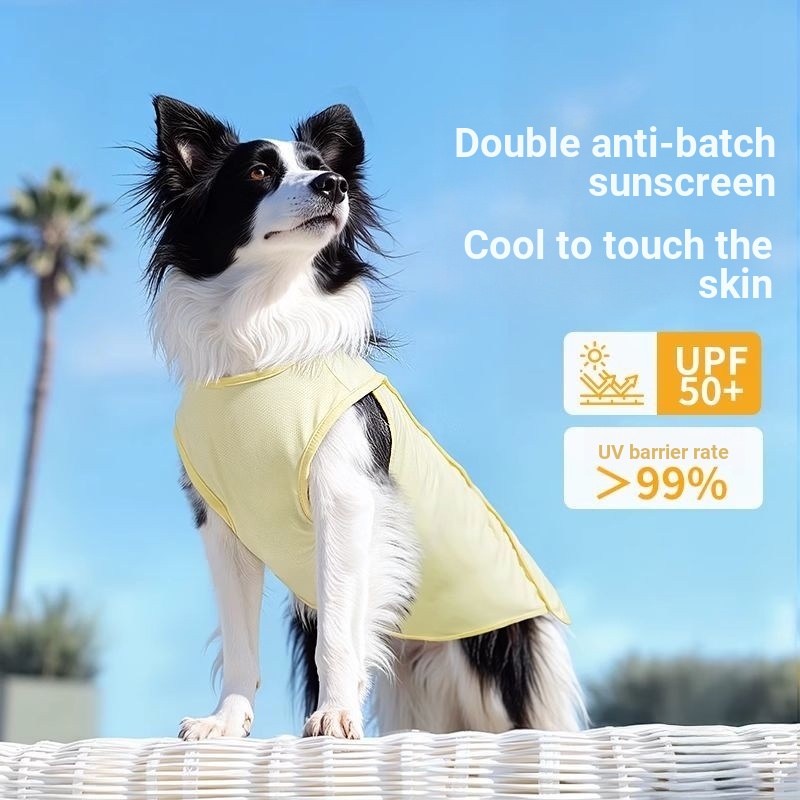 Chó Lớn Thoáng Mát Quần Áo Đi Chơi Chống Nắng Quần Áo Làm Mát Thú Cưng Vàng Frayed Edge Shepherd Vừa Chó Lớn Áo Chống Rơi