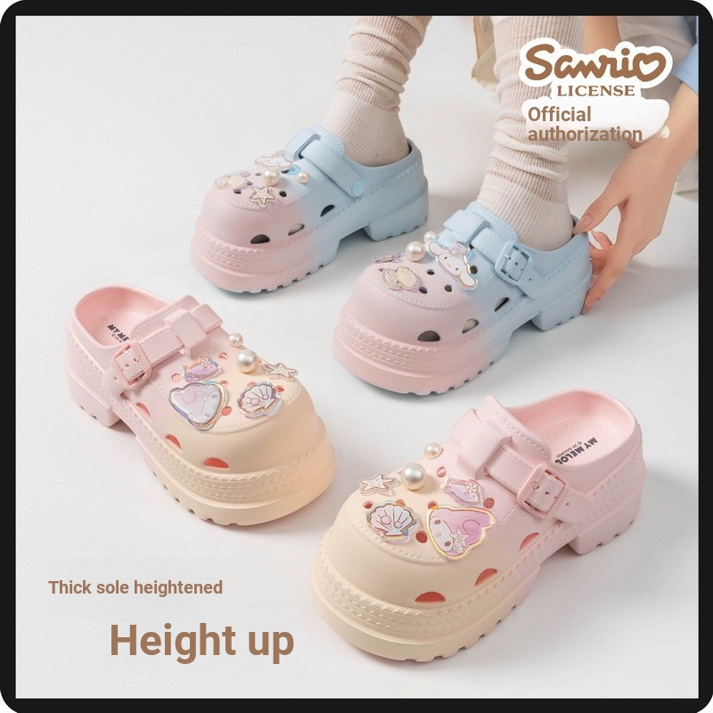 Giày Lỗ Hoạt Hình Dễ Thương Nữ 6cm Đế Dày Ngoài Trời