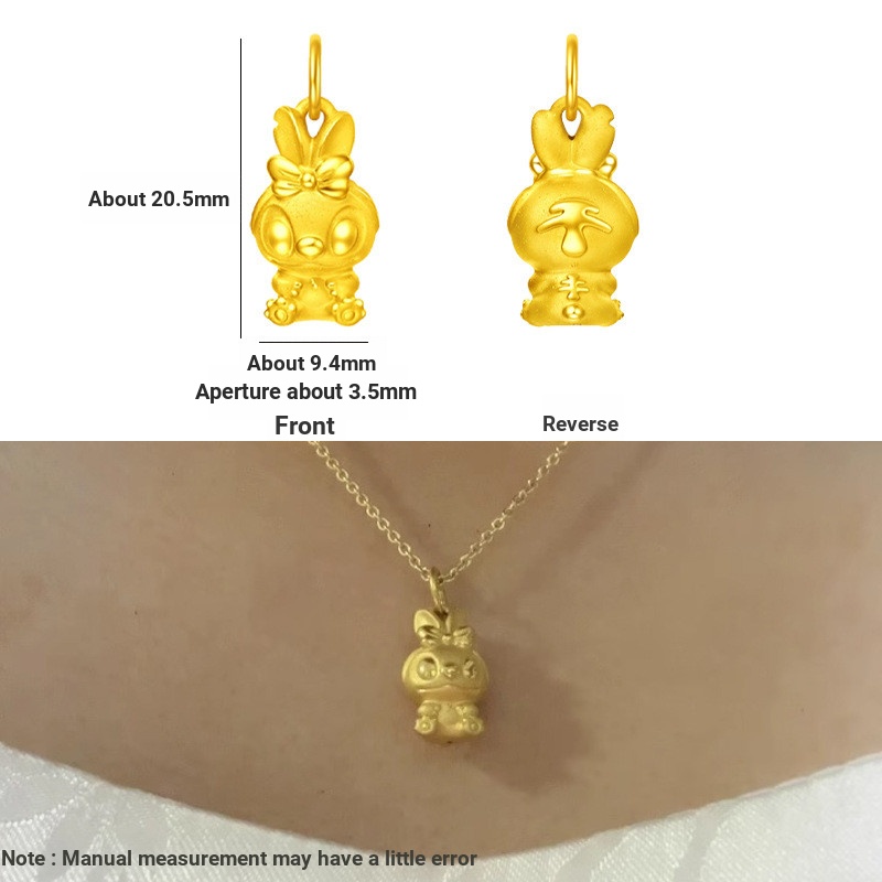 Cát Vàng Khâu Vòng Cổ Thỏ Dễ Thương Nơ Stitch Mặt Dây Chuyền Màu Vàng Xương Đòn Dây Chuyền Phụ Kiện