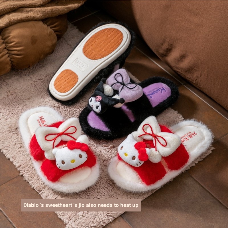Dép Nữ Nhà Trong Nhà Chống Trơn Trượt Furry Dép Cotton