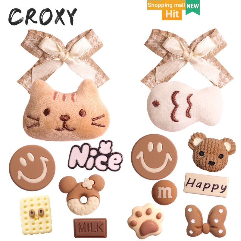 Phụ Kiện Lỗ Hoạt Hình Mèo Nơ, Hoa, Tương Thích Crocs, Tháo Rời, Busch, Zhibixing, ins