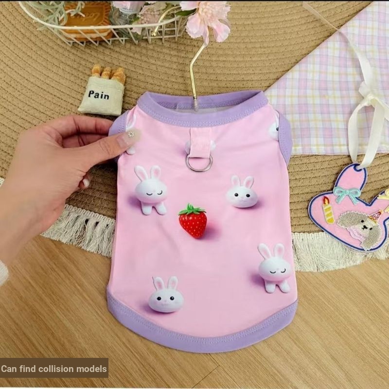 Thú Cưng Chó Mùa Xuân Mùa Hè 3D In Băng Lụa Chống Trơn Áo Vest Quần Áo Maltese Corgi Bichon Nhỏ Vừa Chó