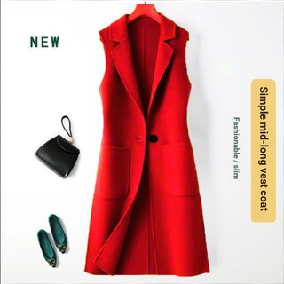 Len Vest Nữ Quần Áo 2022 Thời Trang Sang Trọng Nữ Phù Hợp Với Áo Cardigan Áo Vest Áo Vest Dài Hợp Thời Trang Giữa Chiều Dài Thời Trang