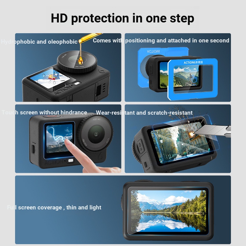 Thích hợp cho DJI OSMO ACTION 6 Màn hình Phim cường lực Công cụ tiện dụng Phim bảo vệ HD Phụ kiện chống trầy xước