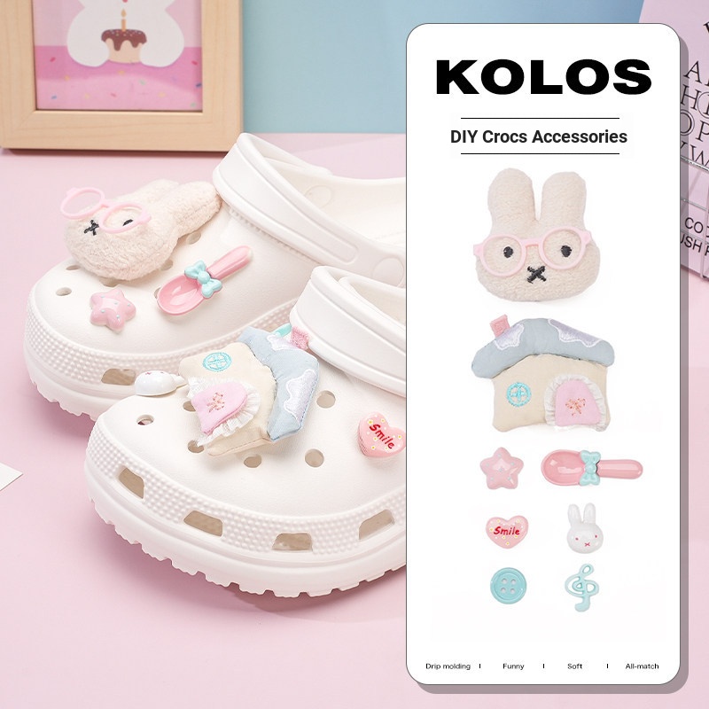 Phụ Kiện Crocs Thỏ Miffy Dễ Thương, Hoa Trang Trí Có Thể Tháo Rời, Phù Hợp Cho Crocs