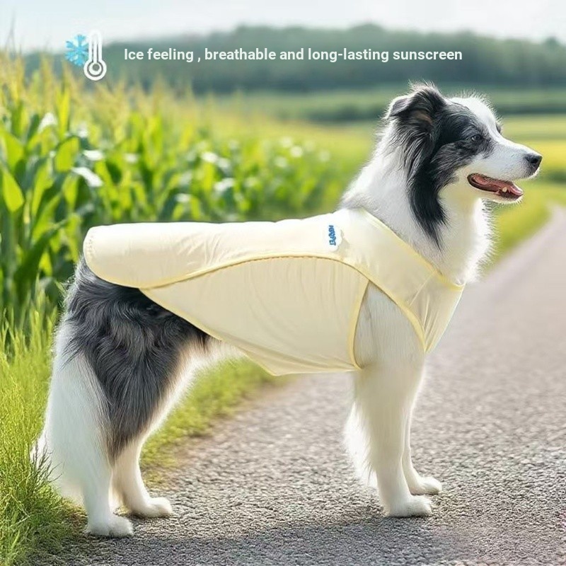 Chó Lớn Thoáng Mát Quần Áo Đi Chơi Chống Nắng Quần Áo Làm Mát Thú Cưng Vàng Frayed Edge Shepherd Vừa Chó Lớn Áo Chống Rơi
