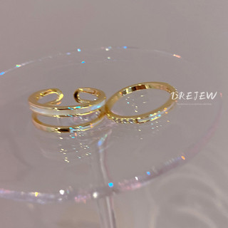 DREJEW Nhẫn mở hai lớp zircon thiết kế thích hợp phong cách ins nhẹ nhàng sang trọng cao cấp ngón tay trỏ nhẫn phụ kiện tay nữ