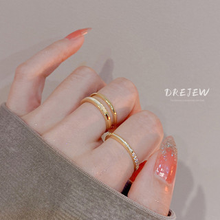 DREJEW Nhẫn mở hai lớp zircon thiết kế thích hợp phong cách ins nhẹ nhàng sang trọng cao cấp ngón tay trỏ nhẫn phụ kiện tay nữ