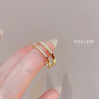 DREJEW Nhẫn mở hai lớp zircon thiết kế thích hợp phong cách ins nhẹ nhàng sang trọng cao cấp ngón tay trỏ nhẫn phụ kiện tay nữ