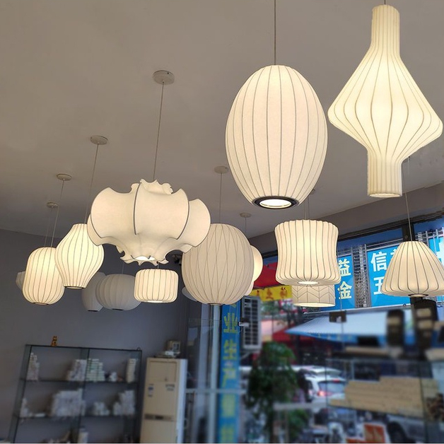 Đèn chùm vải phong cách thời trung cổ, Đèn Led mặt dây chuyền đèn lồng cổ điển Trần, Nhà trà, Bàn ăn, Đèn treo trang trí B & b