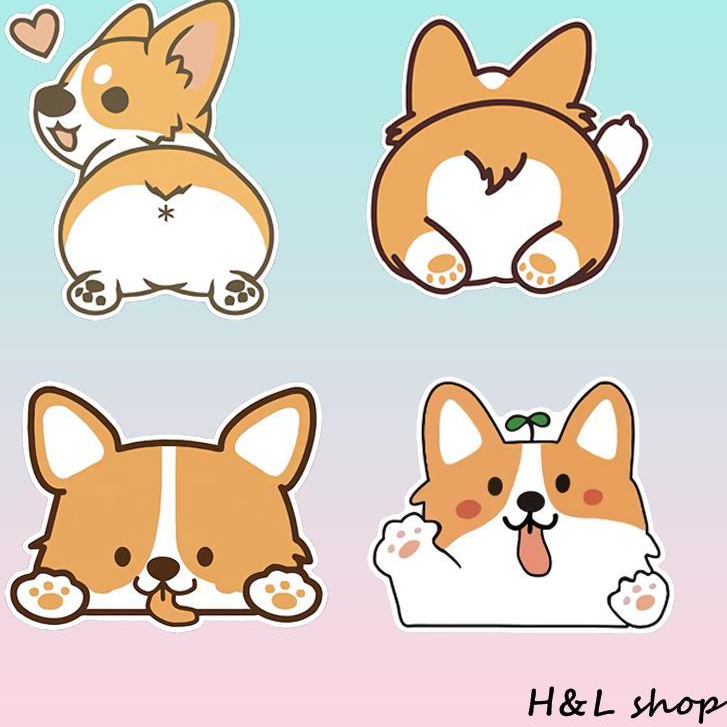 Hl Miếng Dán Trang Trí Nắp Bình Xăng Xe Hơi / Mô Tô Hình Chú Chó Corgi Dễ Thương