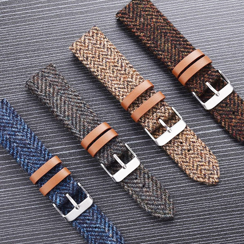 Dây Đeo Đồng Hồ Bằng Da Nylon 18mm 20mm 22mm Phong Cách Vintage