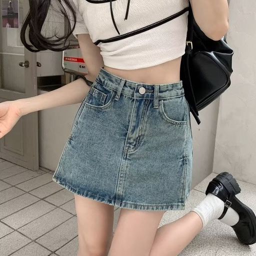 Chân Váy Denim Chữ a Lưng Cao Thiết Kế Mới Quyến Rũ Thời Trang Dành Cho Mùa Hè