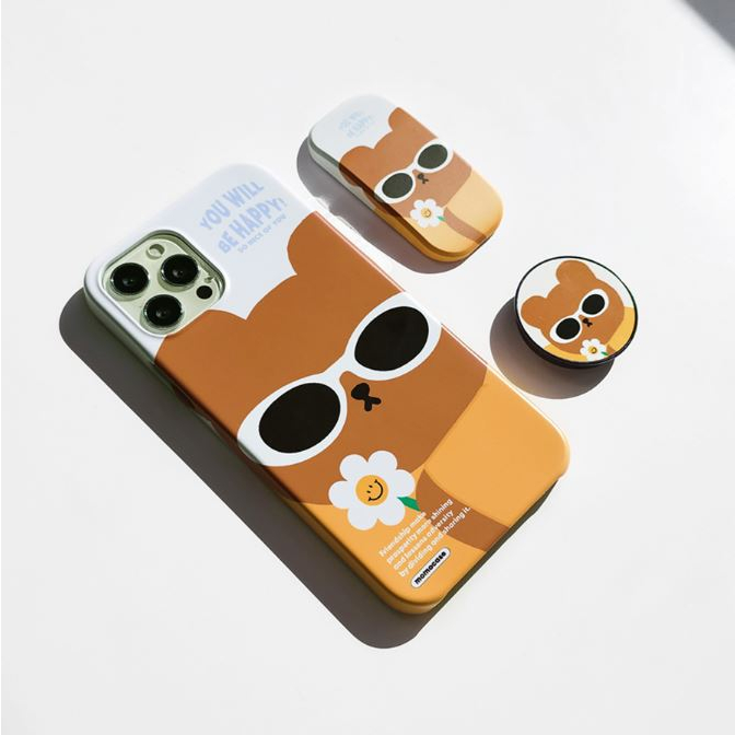 🇰🇷【 Case điện thoại Hàn Quốc 】Bảo vệ, cứng nhắc, trong suốt, kẹo dẻo, thu nhận thẻ, đồ cặp, thiết kế động vật dễ thương, gấu, Tương thích với iPhone, Samsung Galaxy 14 13 12 11 pro max mini