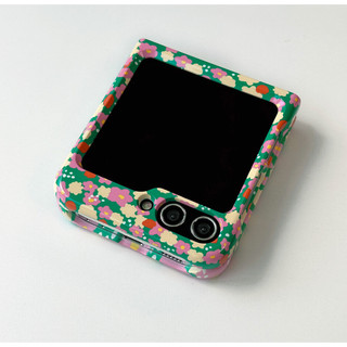 3-color folding phone leather case with flower / puppy / korean green / purple / green pattern printing 3 tùy chọn cho mili / galaxy z flip5