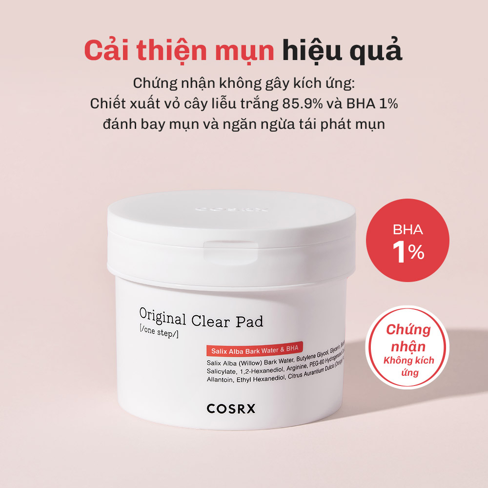 Ảnh COSRX OFFICIAL Hộp 70 bông toner BHA One Step Original Clear 135ml tẩy tế bào chết cải thiện mụn đầu đen/ đầu trắng 1