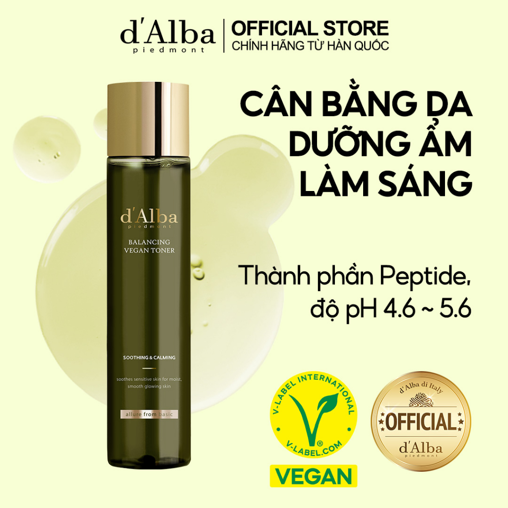 [dAlba Official] Nước hoa hồng thuần chay cân bằng da Skin Balancing Vegan Toner 150ml
