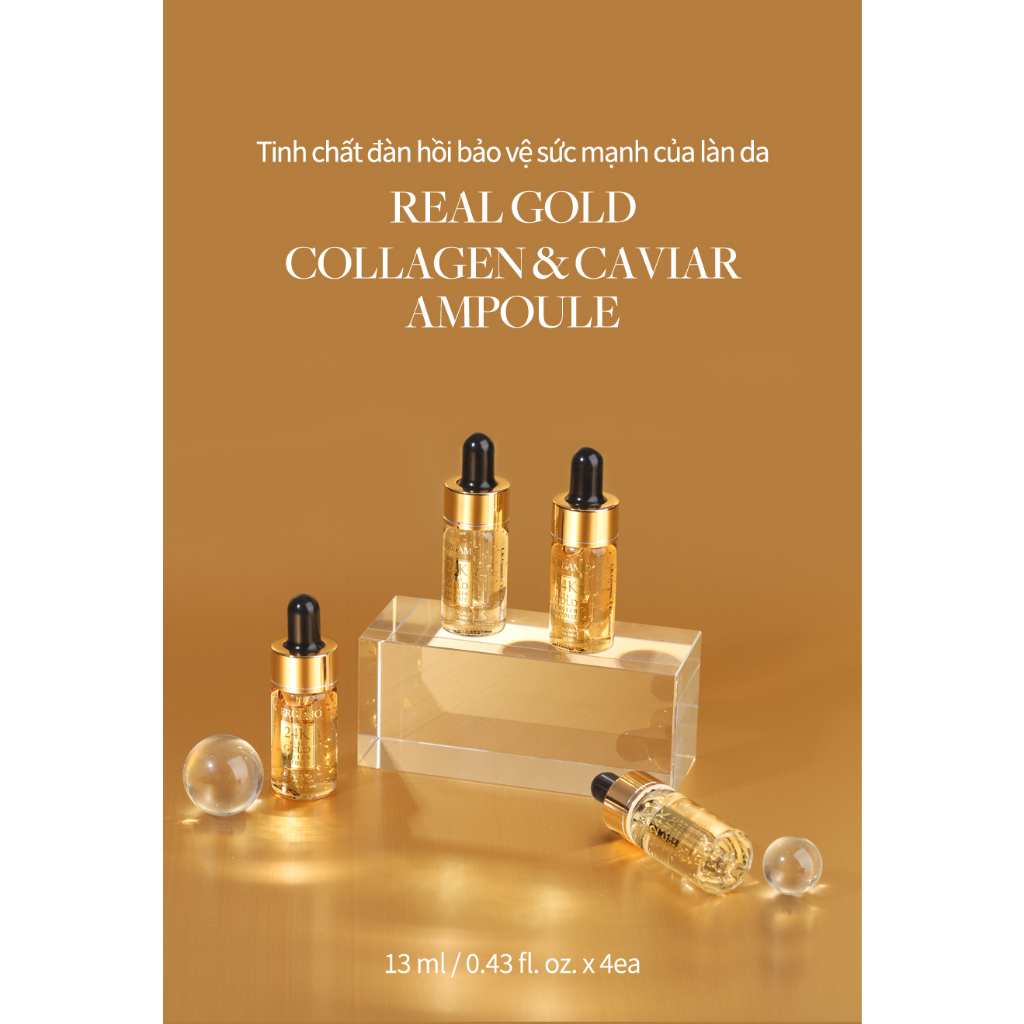 Ảnh Set Ampoule Bergamo Chứa Collagen Và Lá Vàng Sang Trọng Chăm Sóc Nếp Nhăn Trên Da Và Làm Sáng Da 13mlx4 1