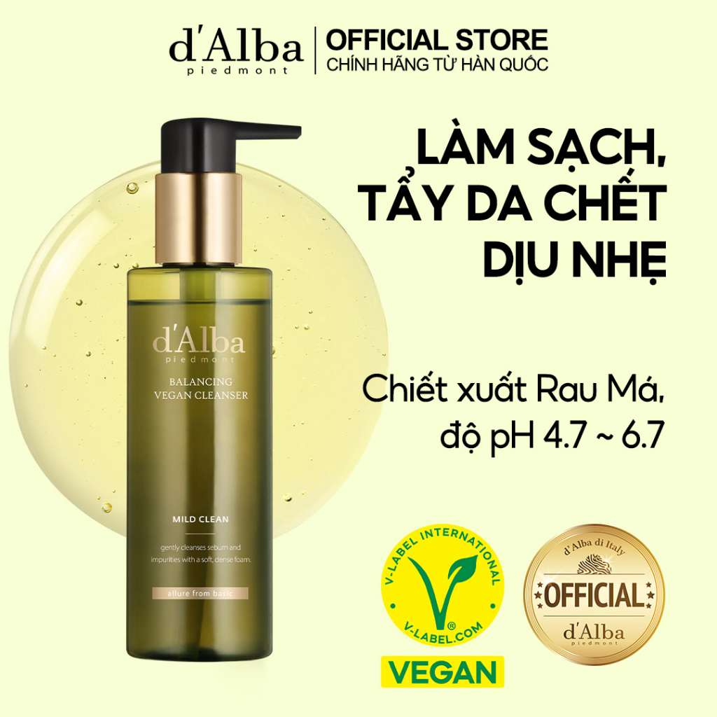 [dAlba Official] Gel rửa mặt Thuần chay dịu nhẹ giúp cân bằng da Balancing Vegan Cleanser 200ml