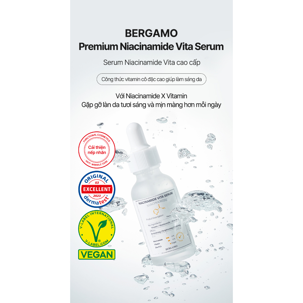 Ảnh Serum BERGAMO Niacinamide 10% + Zinc PCA 10Pm Giảm Mụn Và Mờ thâm Giúp Se Khít Lỗ Chân Lông 1