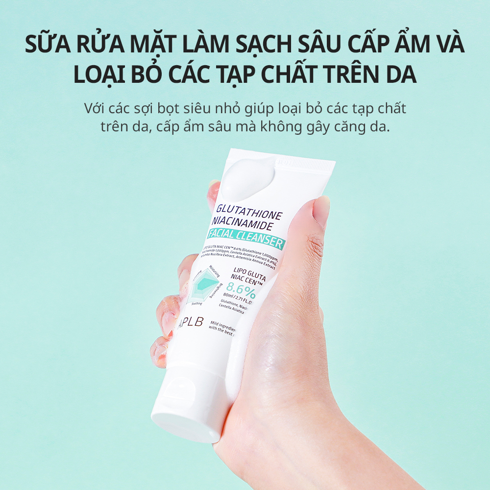 Sữa Rửa Mặt APLB Glutathione Niacinamide 80ml Se Khít Lỗ Chân Lông Cấp Ẩm Dưỡng Trắng Da