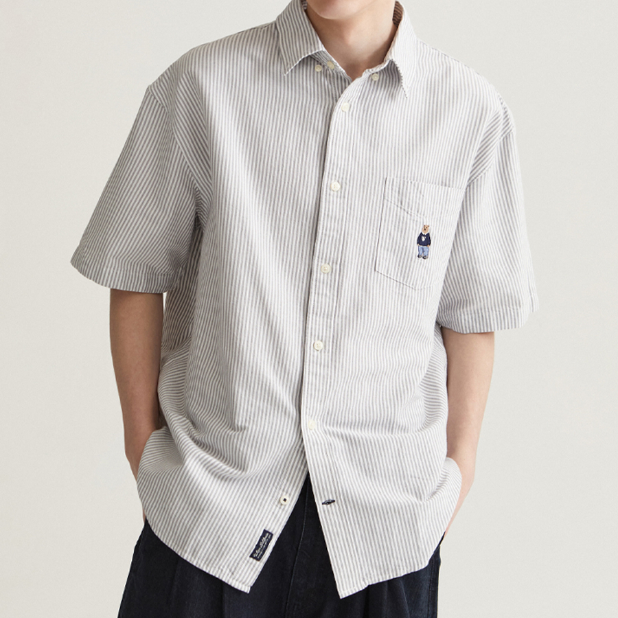 【WHO.A.U】Steve Boy Fit Striped Short Sleeve Shirt 2color Androgynous Pride Confetti Print Short-Sleeve Shirt | Kirrin