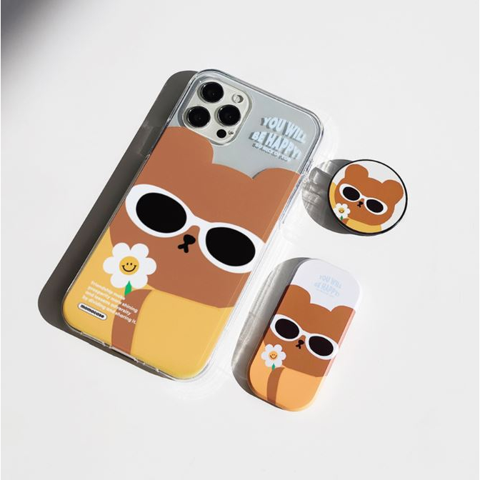 🇰🇷【 Case điện thoại Hàn Quốc 】Bảo vệ, cứng nhắc, trong suốt, kẹo dẻo, thu nhận thẻ, đồ cặp, thiết kế động vật dễ thương, gấu, Tương thích với iPhone, Samsung Galaxy 14 13 12 11 pro max mini