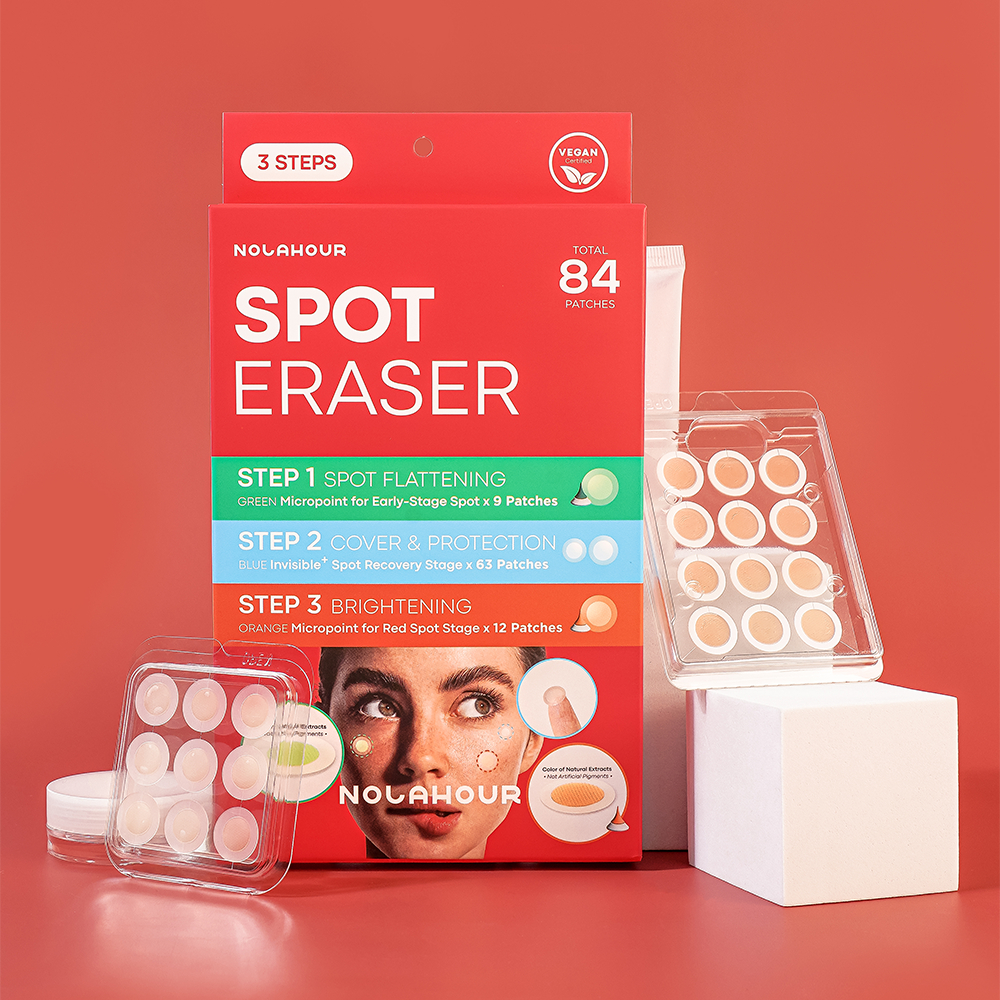 NOLAHOUR Spot Eraser 3 Steps Miếng Dán Mụn 3 Bước: Làm Dịu Mụn Mới Nổi, Che Phủ Mụn Có Mủ/Sau Nặn & Làm Mờ Vết Đỏ Sau Mụn