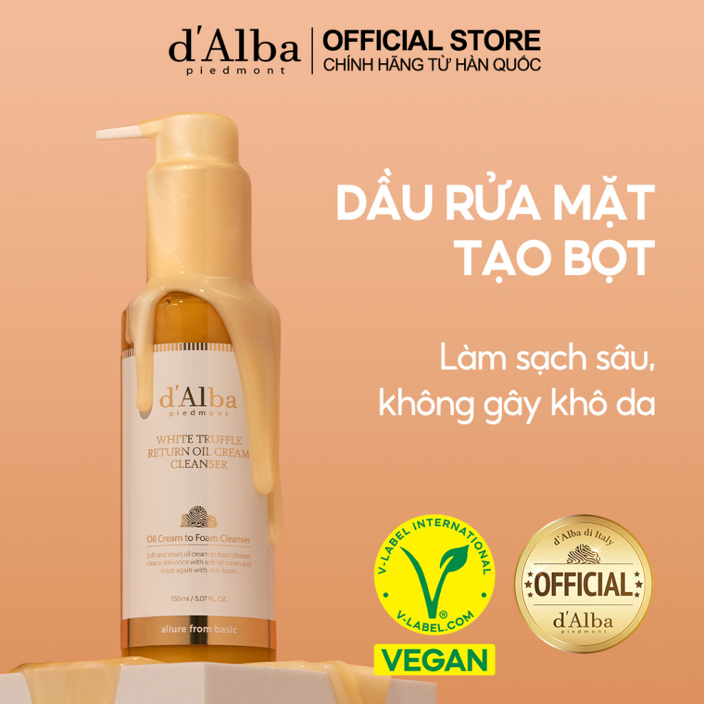 [dAlba Official] Dầu rửa mặt tạo bọt thuần chay Return Oil Cream Cleanser 150ml