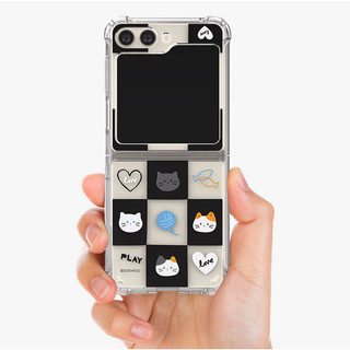 Ốp lưng trong suốt họa tiết chủ đề thú cưng cho galaxy z flip 5 6 (4 loại) / zflip6 flip5 bìa chó con chó mèo gấu ca rô màu tím hồng đen nhân vật dễ thương động vật nhỏ