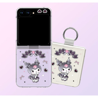 Sanrio nhân vật trong suốt họa tiết trường hợp cho galaxy z flip 5 6 / flip5 flip6 bìa dễ thương kurumi cinnamoroll ngôi sao đôi nhỏ có nhẫn