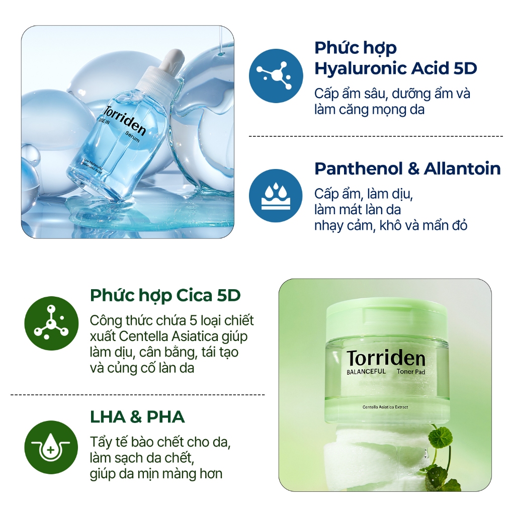 [ Torriden Live ] [SET] Serum DIVE IN và pad BALANCEFUL CICA, 50ml+60miếng