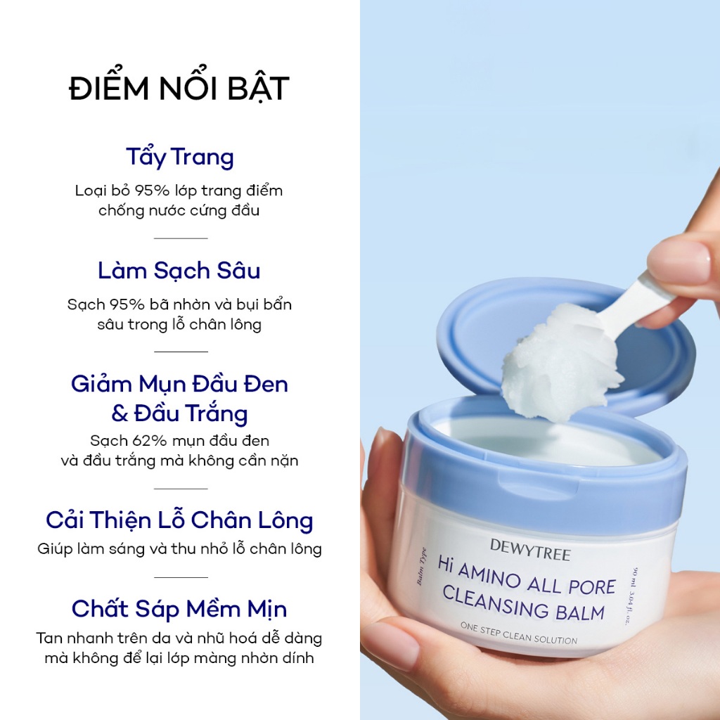 [DEWYTREE] Sáp Tẩy Trang Làm Sạch Sâu Lỗ Chân Lông & Giảm Mụn Đầu Đen Hi Amino All Cleansing Balm 90g