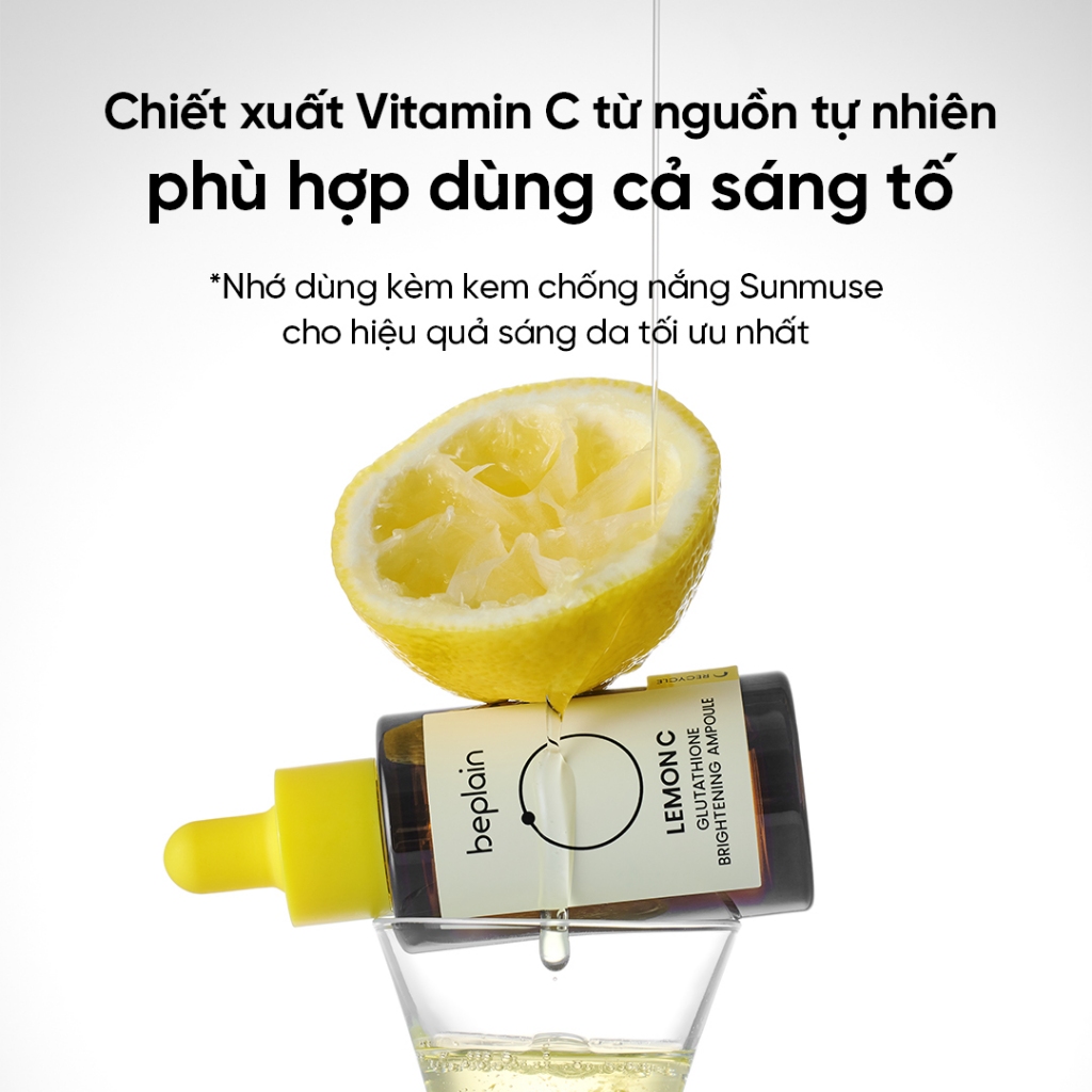 Ảnh Serum beplain Vita C từ nước cốt chanh và Glutathione tinh khiết 98% dưỡng sáng da căng bóng 30ml 4