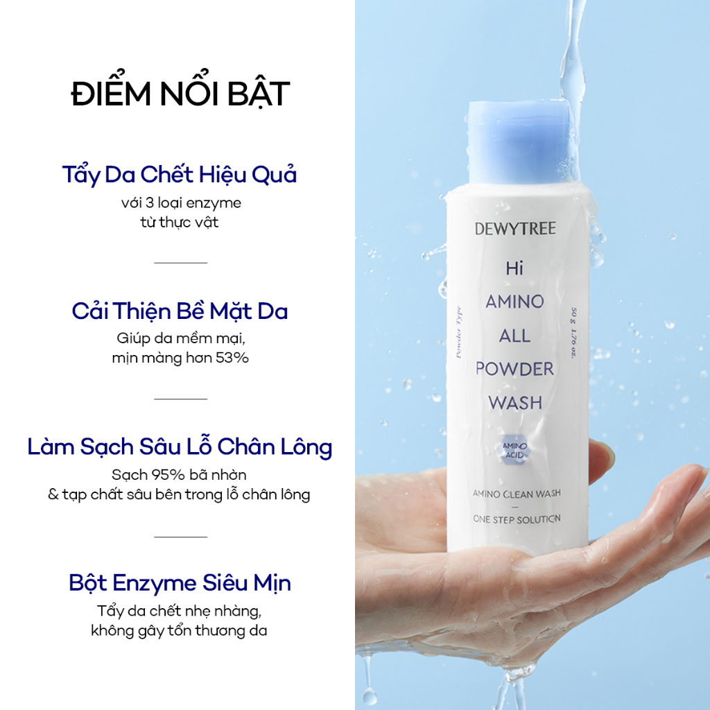 [DEWYTREE] Bột Rửa Mặt Enzyme Tẩy Tế Bào Chết Sáng Mịn Da Tức Thì HiAmino All Enzyme Powder Wash 50g