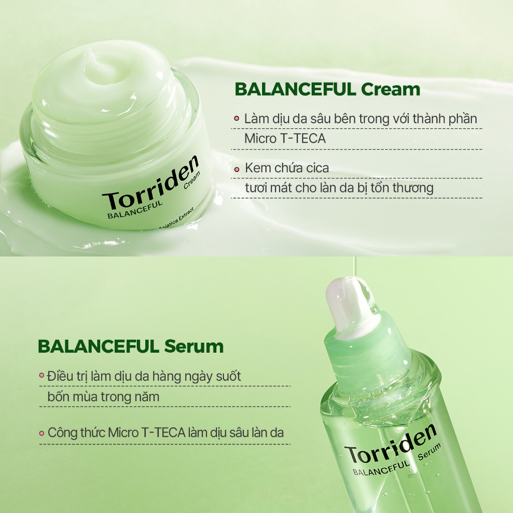 [Torriden Chính hãng] [SET] Serum và kem dưỡng BALANCEFUL CICA, 50ml+80ml
