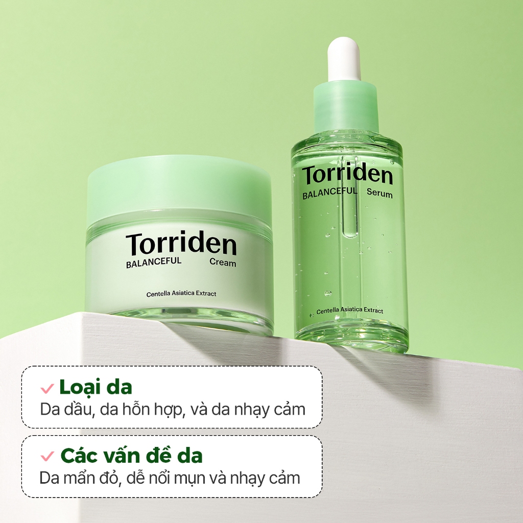 Review SET Serum và Kem Dưỡng Torriden BALANCEFUL CICA Cho Da Mụn Nhạy Cảm