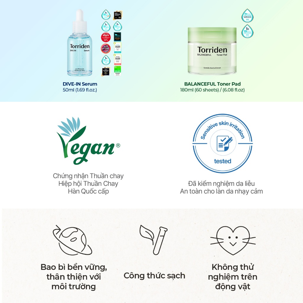 [ Torriden Live ] [SET] Serum DIVE IN và pad BALANCEFUL CICA, 50ml+60miếng
