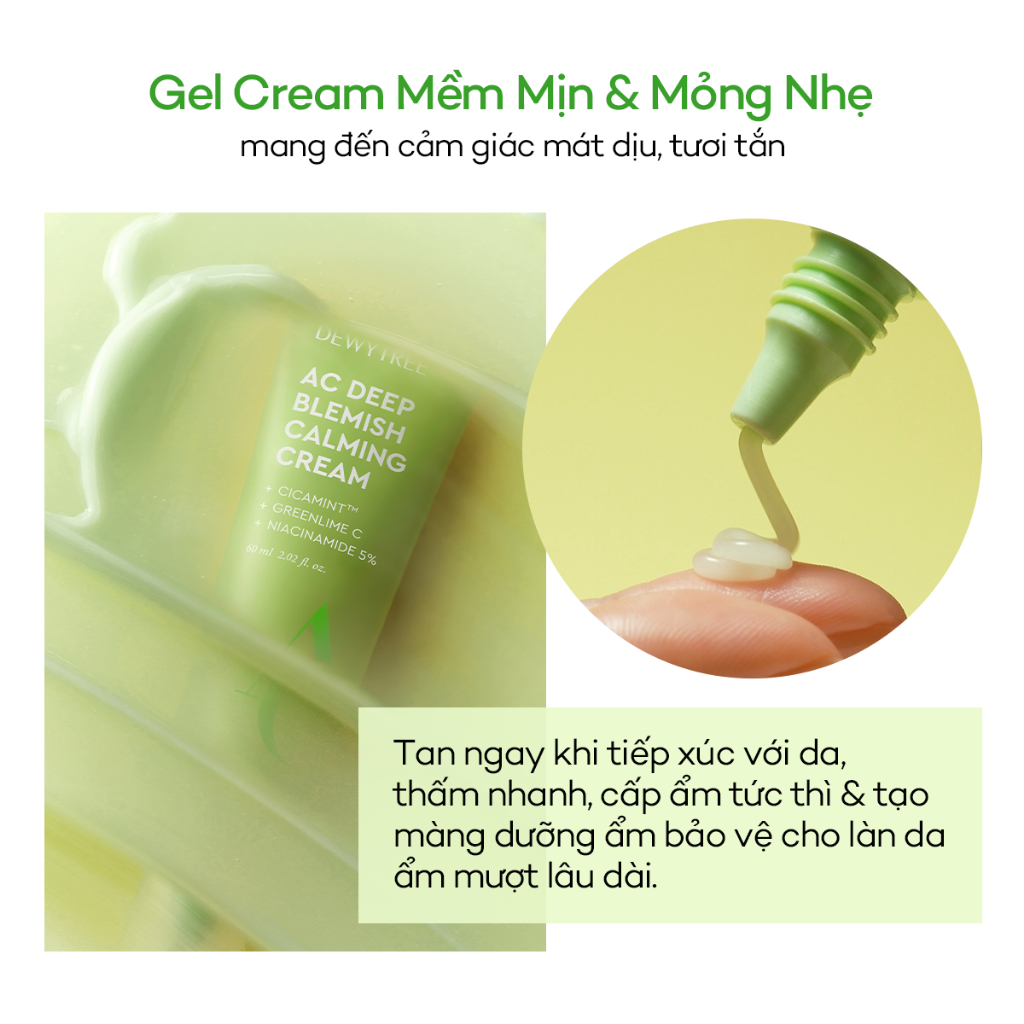 [DEWYTREE] Kem Dưỡng Ẩm Làm Dịu & Làm Sáng Da Mụn Với Vitamin C, Centella, Hyaluronic Acid 60ml