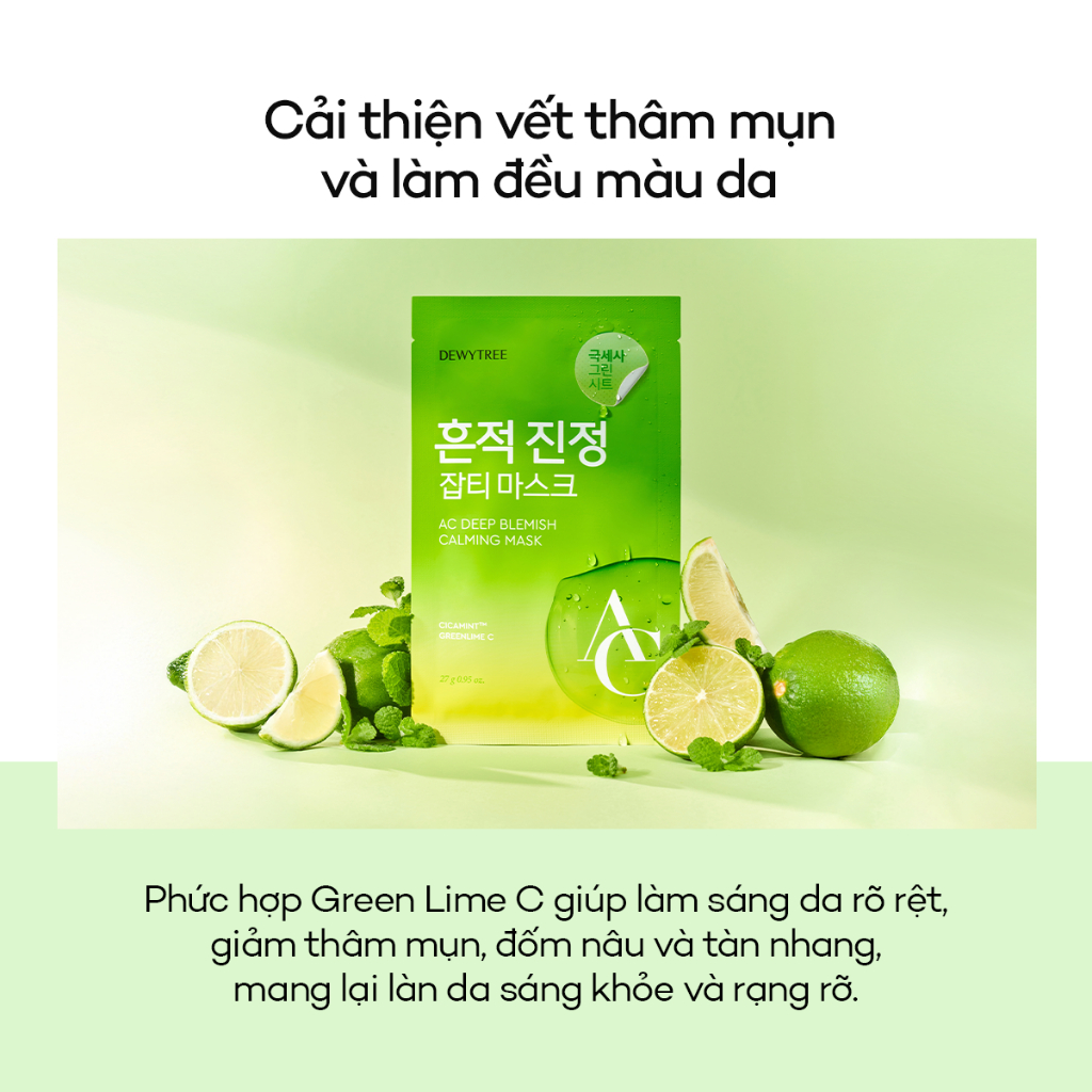 [DEWYTREE] Mặt Nạ Dưỡng Sáng Da Mụn Giảm Sưng Đỏ & Mờ Thâm Mụn AC Deep Blemish Calming Mask (10ea)